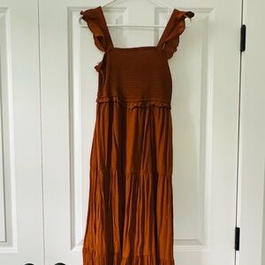 Nanette Lepore Rust Smocked Maxi Dress